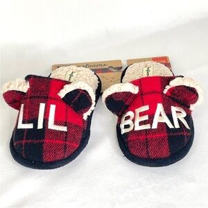 NWT Dearfoams Lil Bear Slippers Limited Edition Buffalo Plaid Size Child’s 9/10